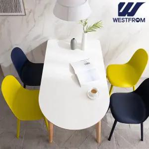 [웨스트프롬] 에스메랄다 1400 원목 반타원 테이블(식탁) + 체어 2개  벤치 1개