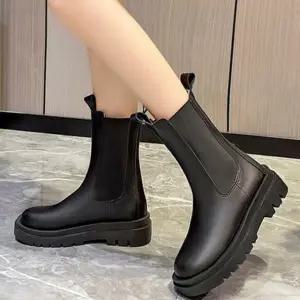 여성 겨울철 따뜻한 기모 안감 종아리 기장 첼시부츠 PJn5+1ohJ