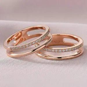 여자 555GPK60 대학생 고급 우정 커플 로즈골드 큐빅 반지