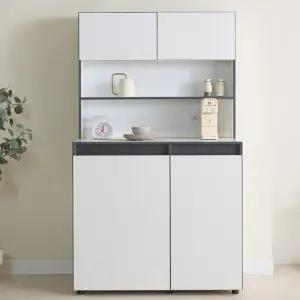 로엔 990 광폭 2단 멀티렌지대 도어형 주방수납장 상부선반 하부장 세트 주방 정리장