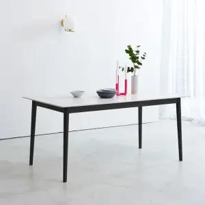 스칸디 블랙 6인 사각 타원 세라믹 철제 원목 식탁 1600 단품)