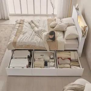 그란데 선반형 LED 벙커 빅서랍 수납침대 프레임 SS 슈퍼싱글)