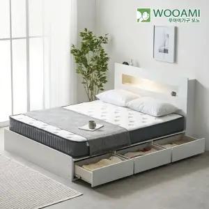 모노 솔드 LED 서랍형 수납 침대 프레임 Q