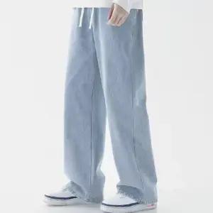 깔끔한 와이드핏 베이직한 디자인 허리밴딩 데님 팬츠 vTd5+1EgI