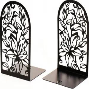 홈 오피스 헤비 북스 장식용 북스탑 릴리 플라워 블랙을 위한 CNK 프리미엄 북엔드