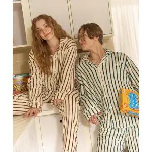 오셀픽 스트라이프 극세사 파자마 여성 남성 잠옷 홈웨어, 옥스포드 그