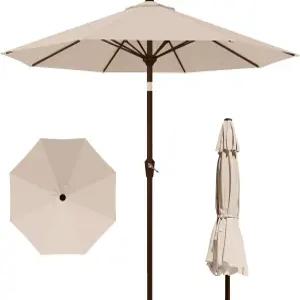 킹듀라 10피트 야외 파티오 우산 푸시 버튼 틸트 및 크랭크가 있는 마켓 테이블 튼튼한 유리섬유 리브 8개