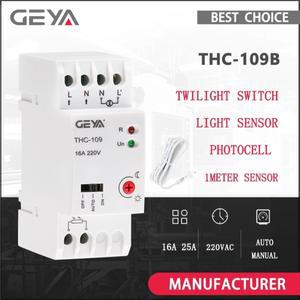 GEYA 라이트 컨트롤러 스위치 16A 25A AC220V 자동수동 온오프 포토셀 센서 제어 THC-109B