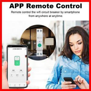 1-63A 1P+N Tuya WiFi 스마트 회로 차단기 스위치 Kwh 미터링 타이머 릴레이 MCB 전압 전류 보호 Alexa Goo