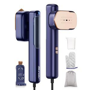 의류용 여행용 찜기, 110-240V 듀얼 전압 휴대용 2-in-1 찜기 및 다리미 2인치 미니 다리미, 1100W, 가정용 글로벌 유럽 대형 세라믹 열 패널