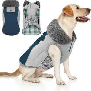 도글레이 도그 코트 방수 따뜻한 개 겨울 재킷 하네스 홀이 있는 크리스마스 반사 플리스 강아지 소형 중형