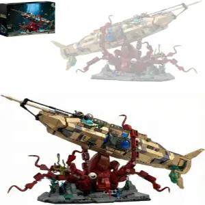 거대한 문어 진열대 레트로 기계식 해저 어드벤처 모델 키트 주요 벽돌 브랜드와 호환되는 책상 장식이