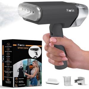 파이오닉스 핸드헬드 의류 스티머 - 접이식 의류, 2-in-1 수평 및 수직 패브릭 스티머, 의류용 휴대용 가정 여행용 1000W 스팀 프레스 블랙