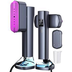 의류용 찜기, 휴대용 의류 200ml 용량, 1000W 15초 고속 가열, 누수 방지 패브릭 빠른 주름 제거 세라믹 패널, 가정 및 여행용 2-in-1 드라이 습식 다리미 - 보라