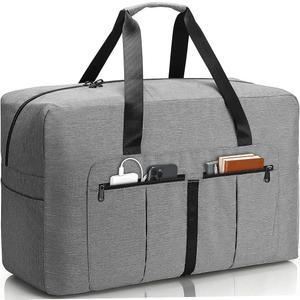 여행용 80L 대형 더플백, 남성용 접이식 더플백 남성 캠핑 주말 이동, 발수 및 찢어짐 방지(80L, 그레이)
