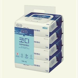 [2개구성] 물티슈 CODI 72 캡형 코디 일반 아쿠아프레시 매 FLW9CB024