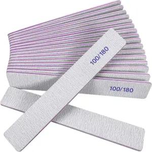 네일 파일(12팩) 천연 및 아크릴 네일을 위한 100/180 그릿 에머리 보드 파일 양면 리마스 파라 우나스