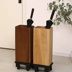 바퀴식 원목 우산꽂이 월넛 거치대 모던 수납 현관 물받침