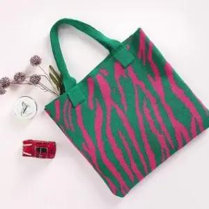 무늬 니트 숄더백 여성용 캐주얼 에코 쇼퍼백