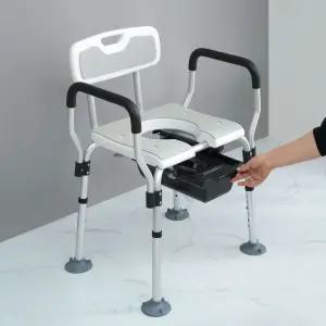 의자형 변기 노인 목욕 겸용 좌변기 높이조절 이동형 간이 화장실 욕실체어 샤워 환자용 장애인 와이드형