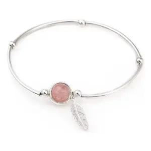 [에이치플러스몰]925 실버 로즈쿼츠 원석 볼 스트링 밴딩 은 팔찌 팔찌선물