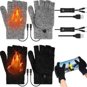 실내외 겨울 하이킹 스키 스포츠 작업을 위한 3가지 온도 조절이 가능한 Jagely 2쌍 USB 온열 장갑 겨울용