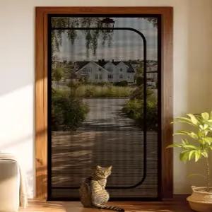 BFNN 고양이 스크린 도어 엑스트라 톨 방지 메쉬 게이트 피팅 크기 30인치 x 80.5인치 지퍼 잠금 기능이