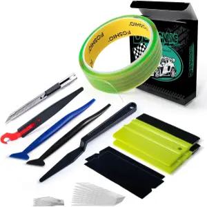 포시오 나이프 덜 마감 라인 비닐 커팅 테이프 50미터 롤(164피트) 펠트 패드가 있는 스퀴지 랩 가드 커터