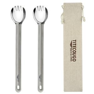 타이테쿠고 다기능 야외 순수 티타늄 식기 스포크 스푼 포크