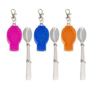 AUEAR 휴대용 케이스 여행 기타 야외 활동이 가능한 접이식 무티 기능 스테인리스 스팍 플랫웨어 수저 포크 3팩