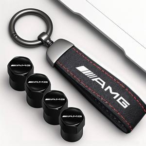메르세데스 호환 벤츠 호환 AMG W203 W211 W168용 자동차 타이어 휠 밸브 캡 커버 스웨이드 키 체인 링 키