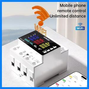 투야 와이파이 에너지 미터 컬러 스크린 전력계 DIN 레일 3상 4선 전압 AC 85-290V 전압계 전류계 전력량계