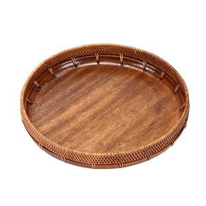 수제 베트남 라탄 쟁반 케이크 창의 원목 접시 나무 호두 블랙 테이블 다과 수납 바구니 화분