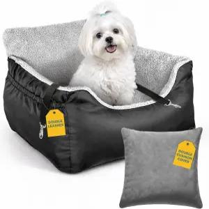 소형 및 중형견을 위한 JOTADE 반려견 카시트 - 세탁 리버서블 반려동물 여행 부스터 시트 이중 안전 끈