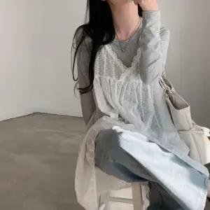 가디건 기본티 셔츠 롱나시 레이어드룩 시스루 러블리