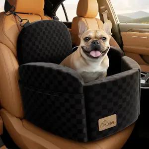 소형/소형견용 도그 카시트 최대 35파운드 2개의 안전벨트가 있는 고가 메모리 폼 부스터 시트 세탁 가능한