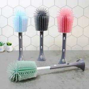 대코 실리콘 스탠드 브러쉬-병솔 길이조절 (색상임의배송) 스탠드병솔 세척솔