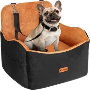 소형 및 중형견을 위한 활기찬 반려견 카시트 안전 스트랩이 있는 4인치 부스터 반려동물 수납 포켓이