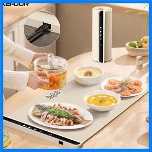 전기 온난화 트레이 음식 따뜻하게 접시 접이식 휴대용 스마트 빠른 가열 매트 3 온도 설정이있는
