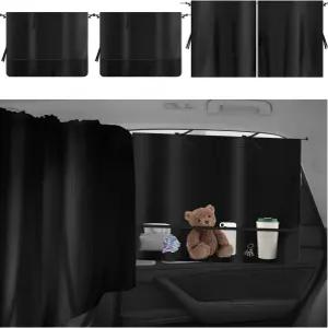 2PCS 후방 차량 창문 차양+1PC 개인정보 보호 커튼 키트 3개의 메쉬 수납 포켓이 있는 차량용 업그레이드