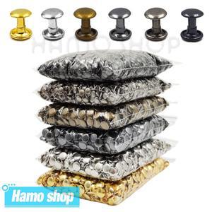 100sets 6-8mm 금속 더블 캡 라운드 리벳 스터드 충돌 네일 스파이크 락 가죽 공예 신발 가방 벨트 의류 팔