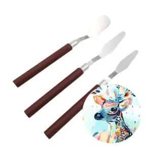 고급형 우드 핸들 팔레트 나이프 3P 세트미술도구 유화물감 아크릴화 나이프화 마띠에르 텍스처 페인트칼