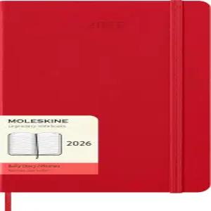 몰스킨 클래식 2026년 12개월 데일리 플래너 하드 커버 라지(5인치 x 8.25인치) 스칼렛 레드 400페이지