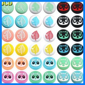 JCD 4PCS 동물 횡단 곰 잎 패드 엄지 스틱 그립 캡 커버 Nintend Switch NS Lite Joy-Con 컨트롤러