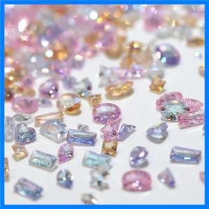 50PCS 스파클 5A 미니 지르콘 오로라 얼음 반투명 코냑 믹스 모양 샤프 다이아몬드 네일 아트 라인 석 장식