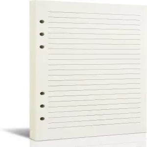 6링 바인더 플래너 트래블러 저널 노트북 유제품용 A5 리필 가능한 용지 - 8mm 규칙 필러 삽입 80매