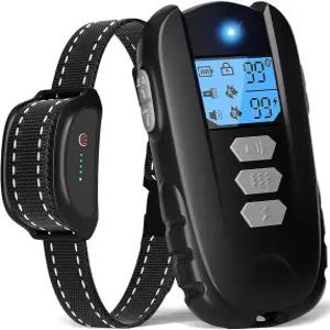 리모컨이 있는 반려견 훈련용 칼라 - 레벨 조절 가능한 방수 충격 (1-99) 소형 및 대형견 진동 손전등