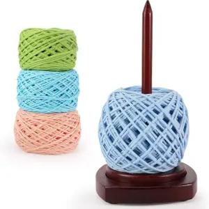 뜨개질 및 코바늘 뜨개질을 위한 케이도 나무 실 홀더 간편한 설치 작동 스피너 수납이 가능한 공예