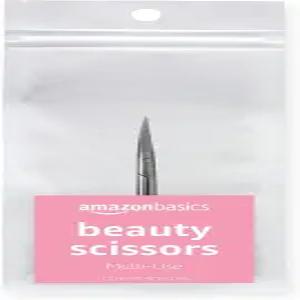 아마존 베이직 뷰티 가위 스테인리스 스틸 곡선 정밀 절단 다용도 그루밍 도구 사용하기 쉬운 은색