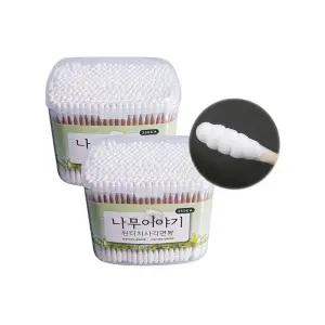 나무이야기 원터치 사각 면봉 350EA X 6P (7581)-O 나무면봉 원형면봉